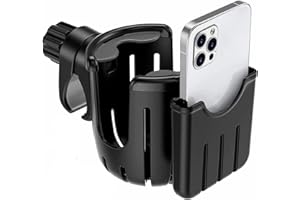 PIQIUQIU Getränkehalter Telefonhalter Becherhalter für Kinderwagen Buggy Zubehör, Kaffeehalter Fahrrad Cup Holder für Rollstühle, Gehhilfen, Fahrräder und Roller