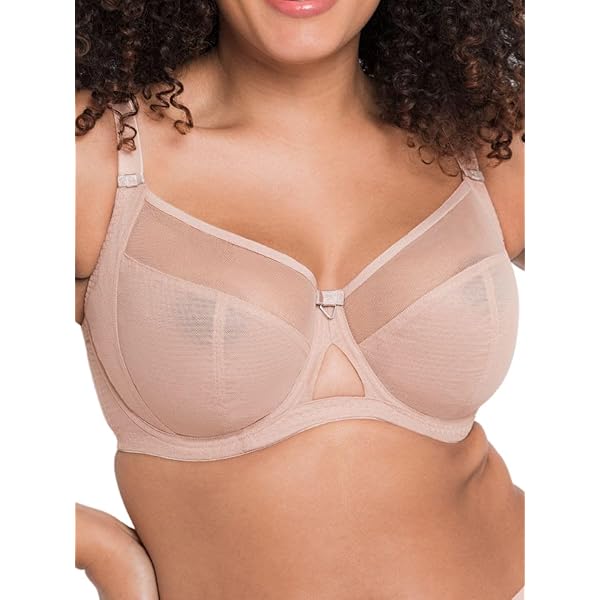Dames geborduurd kant beugel niet gewatteerde dagelijkse vollere buste beha D-J cups ondergoed, Zwart, 95D