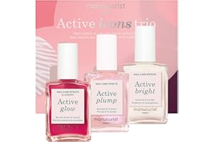Set Navideño Manucurist Active Icons Trio Pintauñas : Esmaltes de Uñas Active con Glow Blueberry, Shine y Plump - Fortalecedores de Uñas, Abrillantadores y Cuidado - Regalo Mujer