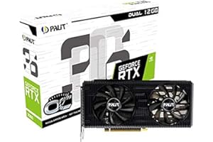 Palit GeForce RTX 3060 Dual OC 12GB GDDR6 Graphics Card, 3584 Core, 1320 MHz GPU, 1837 MHz Boost, Ampere Architechture, 3 x DisplayPort, HDMI, Dual Fans with 0-dB Tech