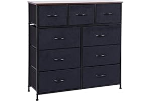 LYNCOHOME chest of drawers, Furniture Storage Chest Tower Unit for Bedroom, Hallway, Closet, Office Organization - Steel Frame, Wood Top, Easy to Assemble(Rustic Brown)