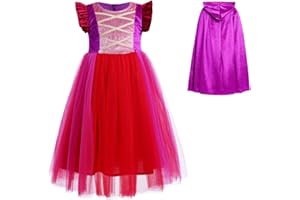 OBEEII Girls Winifred Sarah Sanderson Cosplay Dress Kids Mary Sanderson Sisters Costume Carnival Halloween Witch Dress Purple 2PCS 5-6 Years