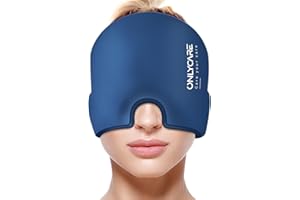 ONLYCARE Migräne-Entlastungskappe, verbesserte geruchlose Migräne-Eiskopfwickel, Kopfschmerzlinderung bei Migräne, Blau