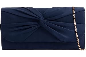 USHOPUK Suede Pleated Style Bridal Prom Wedding Evening Clutch Party Purse Hand Bag