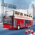 Ssccgym Remote Control Double Deck Sightseeing Bus 1:18 Scale 4wd Multi-Function with Sound and Light for Children Boys