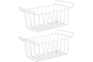 banapoy Cestini Portaoggetti in Filo Metallico per Congelatore, 2 Pezzi Contenitori per Organizer in Metallo per Frigorifero Cestello per Congelatore con Manici, (49,5x24,5x20 cm /
