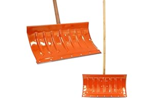 WY8 Snow Shovel Heavy-Duty Manganese Steel Shovel, 120cm Long Wooden Handle - Multi-Purpose Yard Scraper, Snow Pusher, and Garden Tool (Orange-Edged)