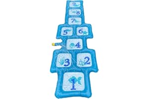 HC Garten & Freizeit Wasserspielzeug Hüpfmatte mit Zahlenfeldern blau 170x51 cm