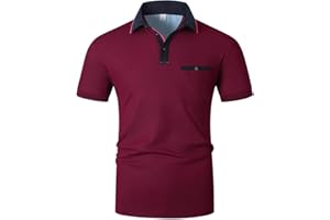 VMSUCIJ Mode Polo Homme Manches Courtes Un Plaid Coloré Regular-Fit Polo Golf T-Shirt