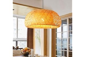 GUANSHAN DUNMW Suspension en bambou tissé à la main Abat-jour double couche Plafonnier creux en bambou tissé Lustre pour bar, café, salle à manger, hôtel, style 1