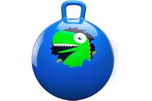 INPODAK 45cm Hüpfball rutschfest Space Hopper 100 KG Belastbar Sprungball mit Griff Aufblasbarer Hopper Ball mit Pumpe Dinosaurier Springball 18 Zoll Hüpfball für Kinder 3-8Jahre Drinnen & Draußen