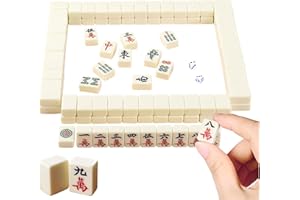 AILELAN Chinese Mahjong Set, Mini Chinese Mahjong Tiles Set 144pcs Mah Jong with 2 Dice And Storage Pouch, Portable and Lightweight Mah Jongg Set, Mini Mahjong Game Set for Travel Party Family Game