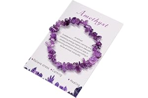 Onperpoe Crystal Amethyst Bracelet Healing Anxiety Bracelets for Women Natural Stone Bead Bracelet Stretch Adjustable Gemstone Beaded Bracelets Rose Quartz Jewelry