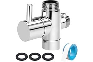 SPTwj Válvula Desviadora de 3 Vias Valvula Ducha G1/2" Ducha de Latón Macizo Valvula Desviadora 3 Vias Valvula Desvío Grifo Columna Ducha Recambios T Adaptador con 3 Gomas para Baño Toilet
