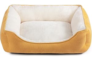 Hollypet Łóżko dla kota Łóżko dla małych psów, legowisko dla kotów i szczeniaków, Łóżko Miękka i oddychająca poduszka do spania, żółta (55 x 45 x 15 cm)