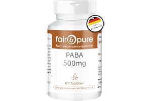 Fair & Pure® - PABA 500mg - para-aminobensoesyra - vitamin B10 - vegan - utan magnesiumstearat - 120 PABA-tabletter