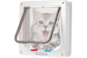 WPCASE ChatièRe Puces ÉLectronique Chattiere Porte Chat Trappe pour Chien Grande Taille ChatièRe À Puces Trappe pour Chien Sureflap ChatièRe Sureflap ChatièRe avec Puce White,m