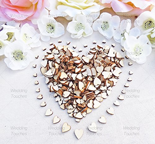 Herzen „Love“ aus Holz, Shabby Chic-Stil, Retro Konfetti Herzen, verschiedene Größen, holz, beige, 5mm, 7mm, 9mm, 11mm - 2