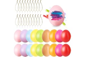 ‎O-KINEE O-Kinee Ostereier Plastik,Ostereier zum Bemalen,Ostereier zum Aufhängen,6 cm Eier Ostern Deko,Plastikeier Kunststoffeier,Ostern Dekorieren,Osterstrauchdeko(24 Stück Bunt Ostereier)