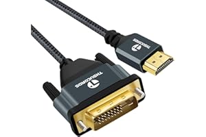 Thsucords Kabel 4K HDMI do DVI 2M, złoty i pleciony kabel DVI do HDMI Dwukierunkowy kompatybilny z projektorem, laptopem, telewizorem, PC, odtwarzaczem DVD