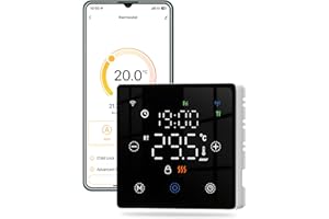 MOES Termostato WiFi a batería calefaccion la Caldera, Termostato programable controlable por Voz, Apto para calderas de Gas de 2 Hilo, Compatible con Google Assistant/Alexa/Tuya/Smart Life