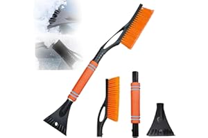 Gxlaihly Rascador para hielo y cepillo de nieve 2 en 1, cepillo de nieve para coche, raspador de hielo para coche, cepillo de nieve desmontable, escoba removedor de nieve (color naranja)