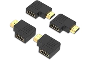 VCE Adapter HDMI pod kątem prostym 90 stopni i 270 stopni płaski, męskie na żeńskie złącze HDMI 2.0 do 4K i 3D, montowany na ścianie telewizor, laptop, Roku, 4 szt. (2 pary)