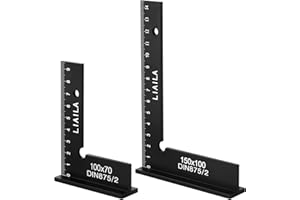 LIAILA Schlosserwinkel Set, 2 Stück Größe 100 x 70mm und 150 x 100mm, Zimmermannswinkel mit Messskala(cm), Metallwinkel 90 Grad, Anschlagwinkel Metall für Präzise Arbeiten im Metallbau und Werkstatt