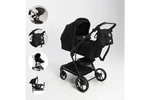 Kinderwagen 3 in 1 komplettset, LOVY Speedy (Black Panter). Der Komplettset erhaltet: Babywanne, Babyschale für das Auto, Sportsitz, Wickeltasche, Regenschutz und ein Moskitonetz.