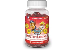 60 Gummies multivitamines GRANIONS PAT PATROUILLE | Complement alimentaire | Immunité, fatigue | Vitamines A, C, D et groupe B | Goût fraise | Sans gélatine animale, sans sucres | Made in FR