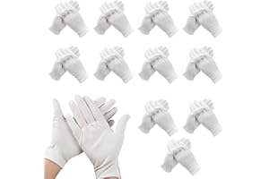 XYNOVATE 12 Pair White Cotton Gloves, Moisturising Gloves for Dry Hands Eczema, Coin Handling and Jewelry Inspection, Stretchable Breathable Cloth