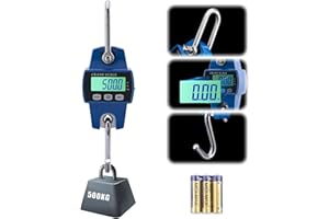 Goture Digital Hanging Scale,500kg/1100lbs Crane Scales,Fishing Scale with LED Display, Heavy Duty Hanging Weight Scale for Fishing,Luggage,Big Game,Farm,Hunting,Industries,Warehouse