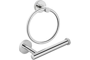 MARKCCO Anneau Porte-Serviettes et Porte-Papier Toilette, Ensemble de 2 pièces de matériel de Salle de Bain, en Acier Inoxydable, Porte-Serviettes et Porte-Papier Toilette, Accessoires de Salle de Bain Chromé