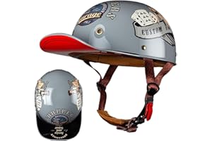 HHSDB Motorrad Halbschalen Halbhelm Halbschalenhelm Baseballmütze-Helm Baseball Cap Motorradhelm Mit ECE-Zulassung Cruiser Chopper Scooter Helm Für Bike Cruiser Chopper Moped Scooter