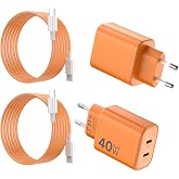 2Pack Charger 40W Fast Charging with 2 USB C Ports | with USB C Cable 2M for iPhone 17Pro Max/17 Pro/17/16/15 Plus, for iPad