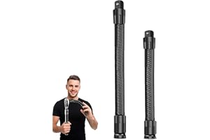 1/2 Flexible Shaft Extension Extender, Bendable Socket Bar with 360° Flex, Ratchet Wrench Adapter for Automotive Repair and Tight Space Work