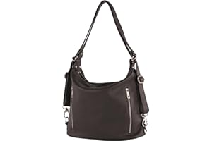 modamoda de T249 Damen Rucksack Schultertasche 2 in 1 aus Leder handmade in Italy