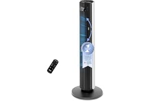 LEVOIT Ventilateur Colonne Silencieux 7.9m/s pour Grande Chambre, Télécommande,23W, 12 Vitesses de Vent, Oscillant à 90°, Ajusteur Haut et Bas 60° avec, Blanc