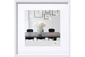 walther design Bilderrahmen weiss 40 x 40 cm mit Passepartout, Steel Style Kunststoffrahmen ES440W