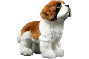 lilizzhoumax Simulation Saint Bernard Dog Plush Toy 26cm/10” Realistic Stuffed Animal Wild Dog Puppy Stuffed Animals, Cute Dog Plush Toy Soft Dog Plush Home Decoration Toys, Gift for Boys and Kids