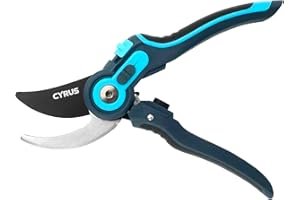 CYRUS Professional Pruning Shears With SK5 Steel Blades - 2-Stage Adjustable Diameter 12-22mm Bypass Garden Tool for Roses and Hedges