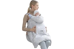 WYTBABY Porte Bébé Couverture - Coupe vent Imperméable Hiver Encapuchonné Poche Avant, Gris