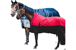 REITSPORTPLUS Pferdedecke 1200D High Neck Polarfleece Weidedecke Winterdecke Regendecke Turnout : Fleece Navy/Hell Blau 135