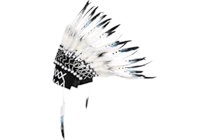 HAOKAINI Coiffe Amérindienne Unisexe Enfants Adultes Coiffe de Style Indien Coiffe de Plumes Moyenne D'inspiration Américaine pour Accessoires Photo Habiller