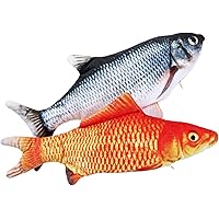 Charminer 2pcs Katzenspielzeug Fische, Elektrische Fische mit Katzenminze Katze Interaktive Spielzeug Elektrische Plüsch…