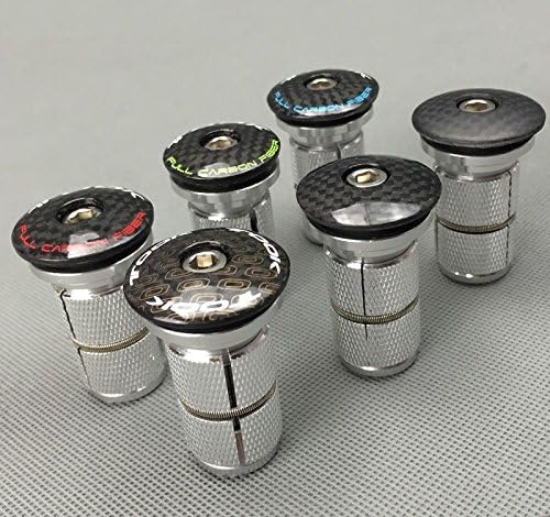 Carbon Fiber MTB Road Bike Headset Top Cap Cover star nut Aluminum Expander Plug 1 set (green shiny 1 set)