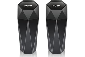 Qooloo Auto Mülleimer mit Deckel, 2 Stück Tragbare Auto Mülleimer, Mini Autoabfalleimer Getränkehalter, Der Konsole oder Auto TürMülleimer, für Autos, Schlafzimmer, Büros, Schreibtisch (Schwarz)