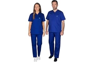 ALEZI Uniformes & tenues médicales unisexes - Vêtements médicaux avec col en V et poches | Ensemble blouse & pantalon lavables & durables - Médical Scrubs pour hommes et femmes