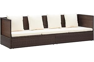 Deufre Muebles de Jardín Cama de Jardín con Respaldo Ajustable Sofa Exterior con Dosel Sofas Exterior Jardin Ratan Conjunto Jardin con Cojines Lavables para Jardín Terraza Patio Marrón