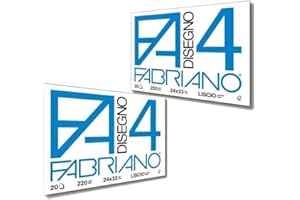 Fabriano F4 Liscio Album da Disegno, 24 x 33 cm, Set da 2 Blocchi